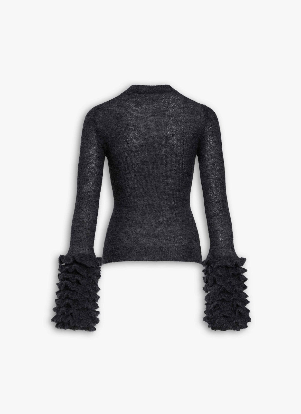 FRILLS MOHAIR KNIT JUMPER ALAÏA BLACK FRILLS MOHAIR KNIT JUMPER